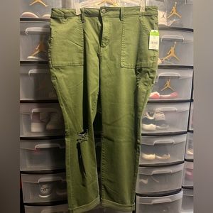 Green high rise jeans
